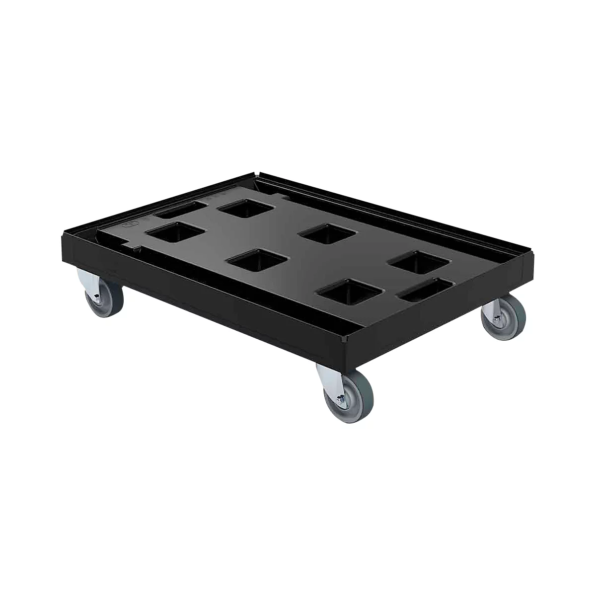 Schäfer Shop Select Transportroller BASICline, Recycling-Kunststoff, je 2 TPE-Lenk- und Bockrollen, Ladefläche L 610 x B 814 mm, bis 300 kg
