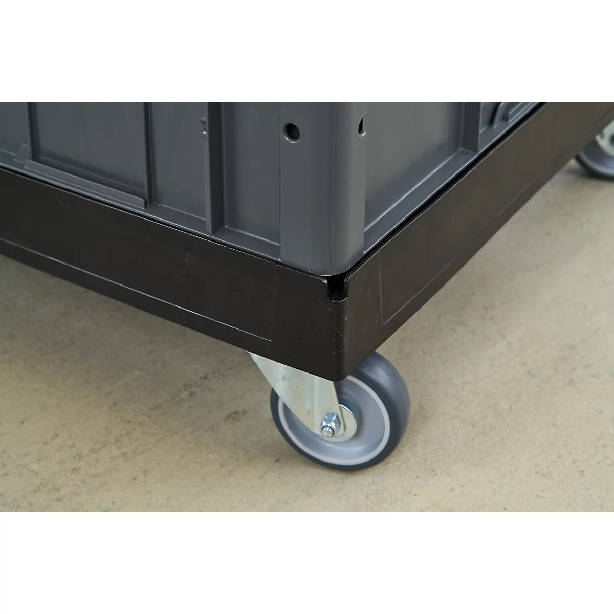 Schäfer Shop Select Transportroller BASICline, Recycling-Kunststoff, je 2 TPE-Lenk- und Bockrollen, Ladefläche L 610 x B 814 mm, bis 300 kg