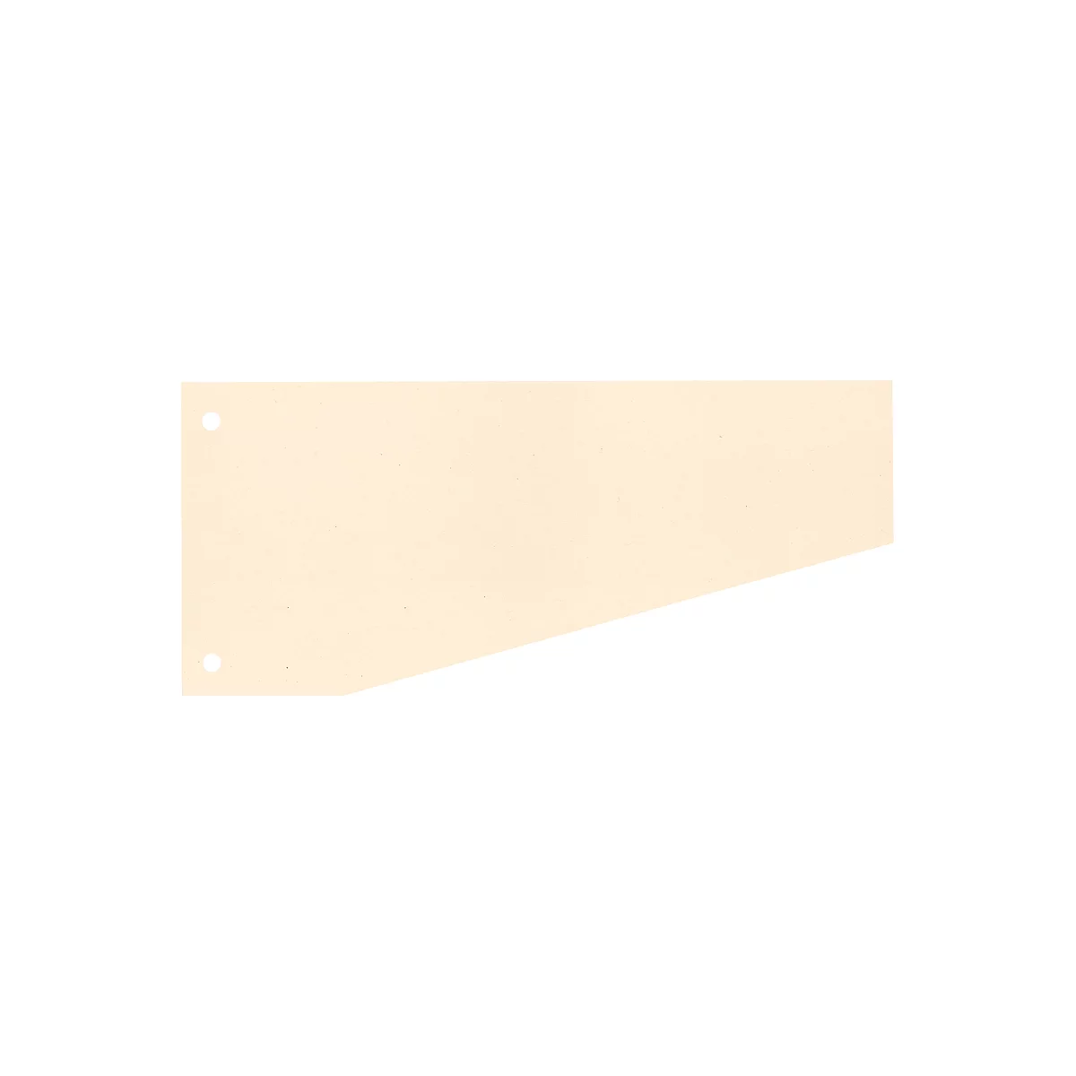 Beige flag with holes and a beveled end.