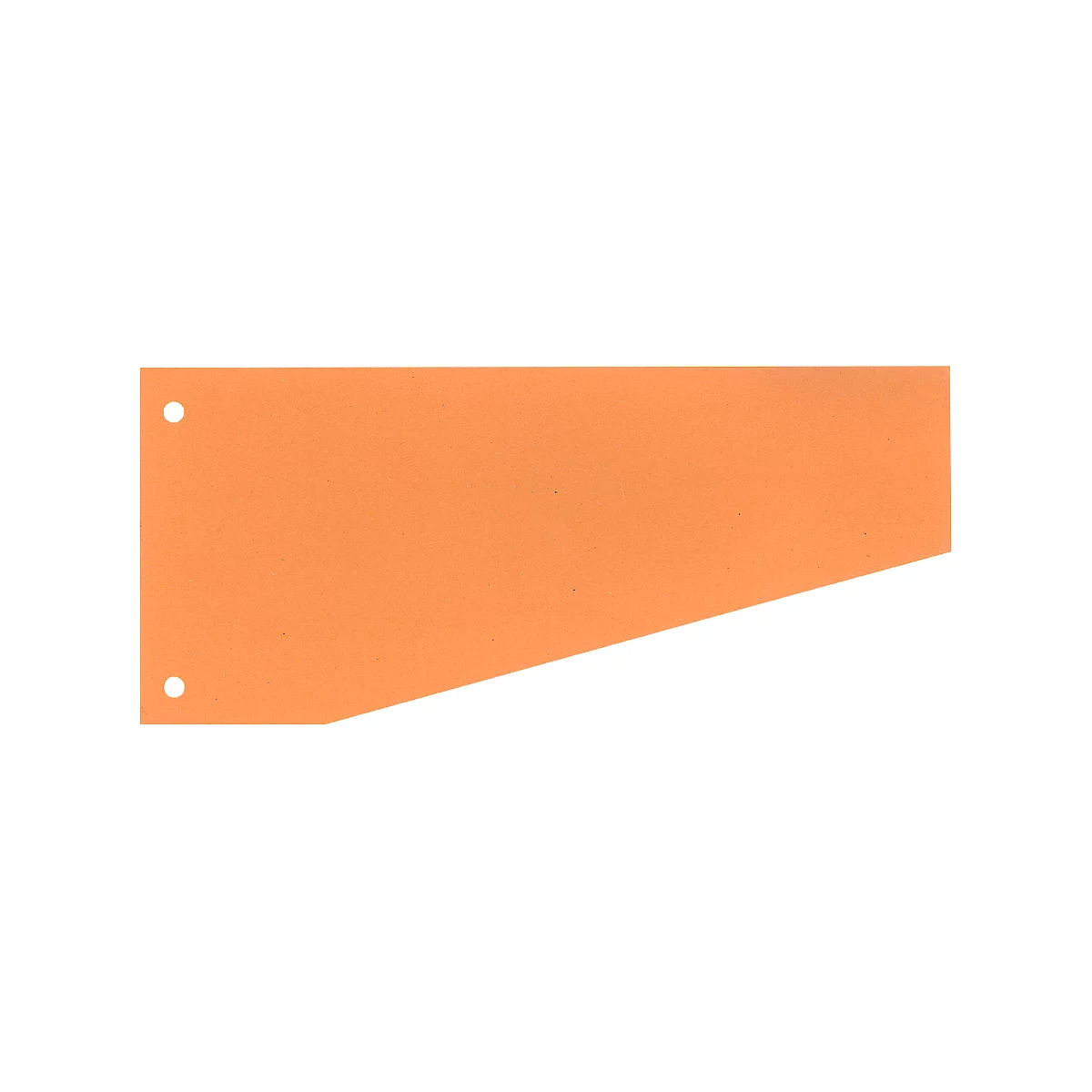 Orange flag, cut diagonally. Hole in upper left and lower left.
