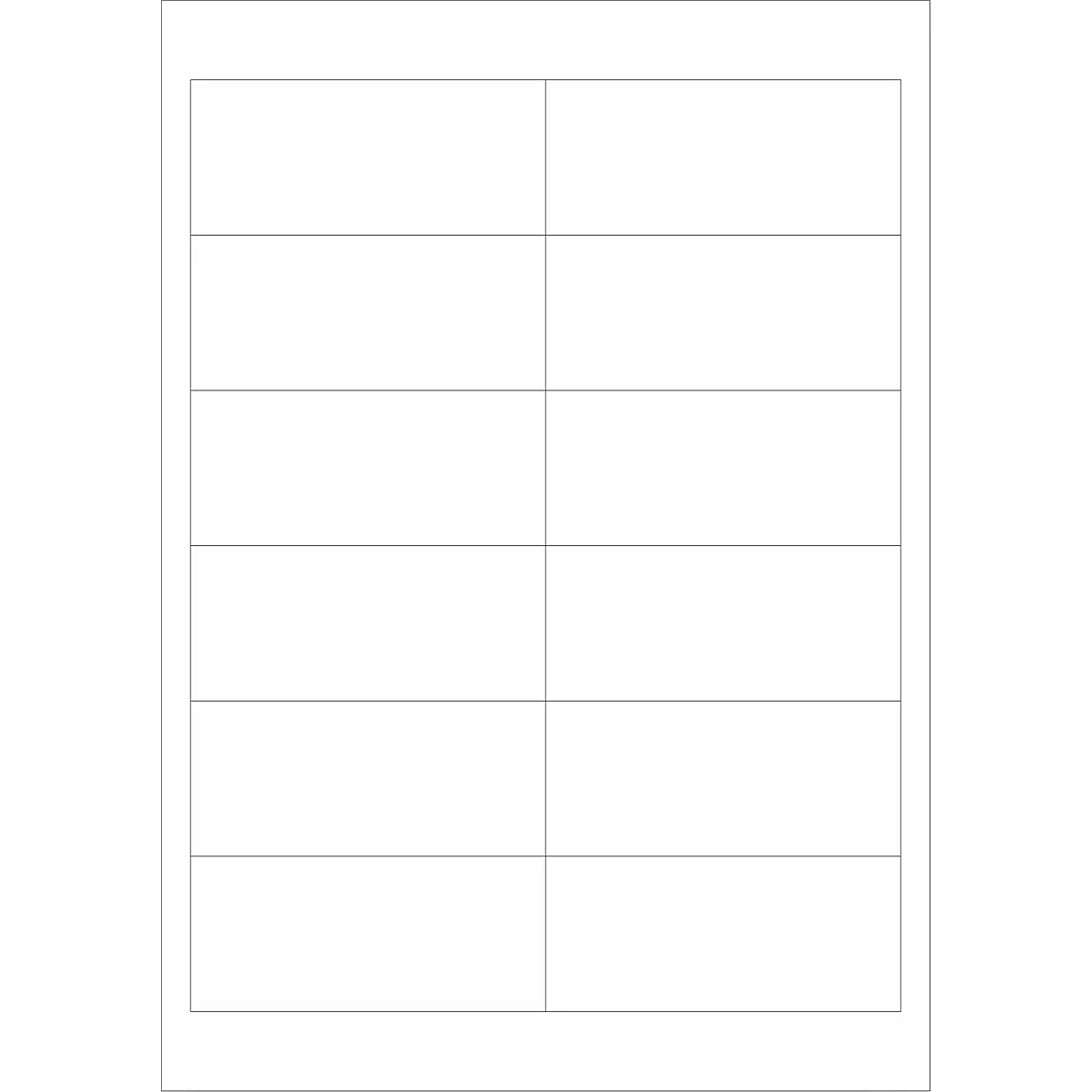A white sheet of labels with eight rectangular fields.