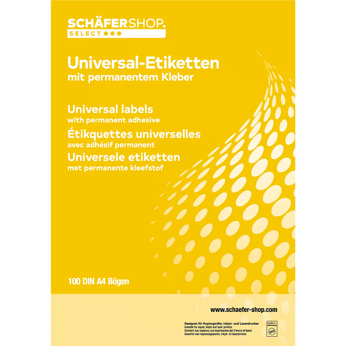 Schäfer Shop Select Universele etiketten, 105,0 x 48,0 mm, permanentklever, 1200 stuks