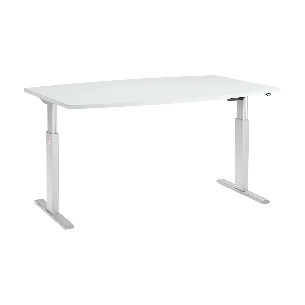 Schäfer Shop Select Vergadertafel ERGO-T, T-poot, bootvorm, eentraps elektrisch verstelbaar, b 2000 x h 715-1182 mm, lichtgrijs 