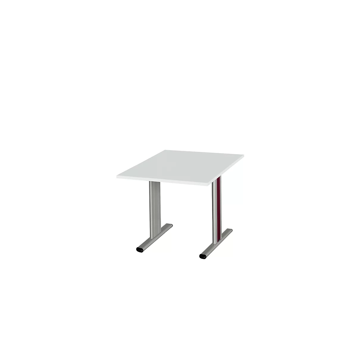 Schäfer Shop Select Vergadertafel Planova, Aanbouwtafel, 1000 x 1000 mm, lichtgrijs, accentlijst bordeauxpaars 
