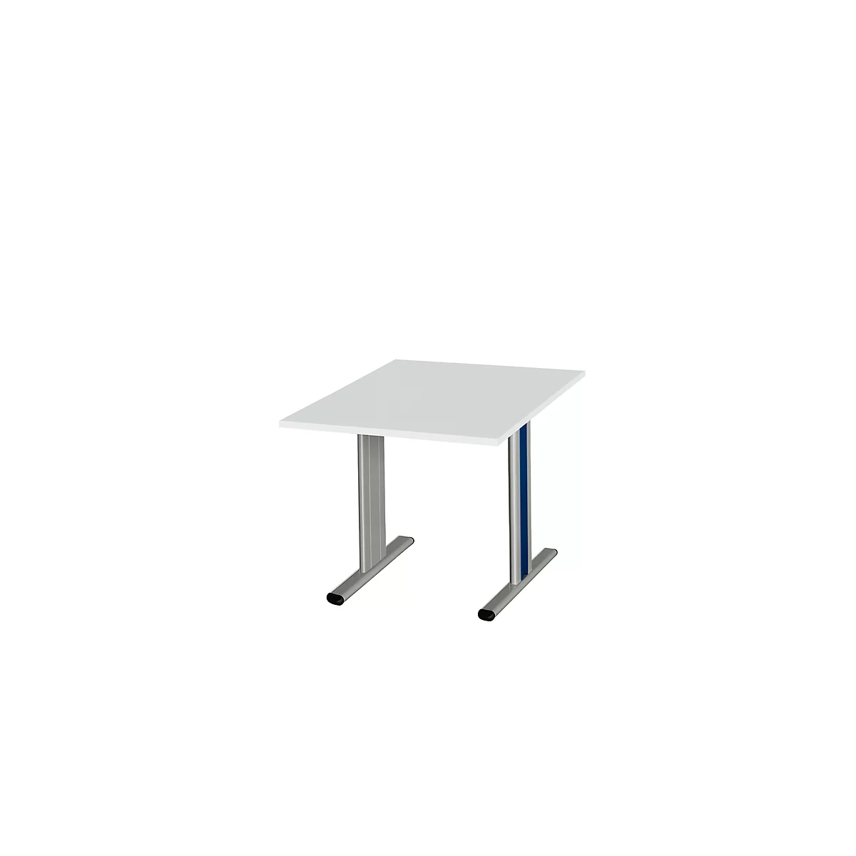 Schäfer Shop Select Vergadertafel Planova, Aanbouwtafel, 1000 x 1000 mm, lichtgrijs, accentlijst gentiaanblauw 
