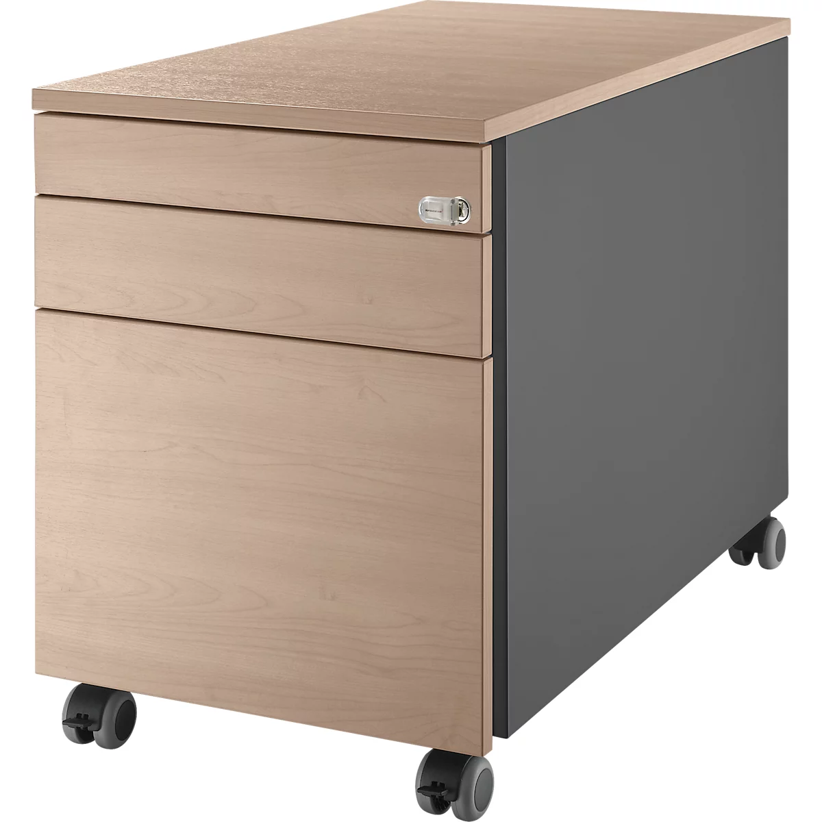Schäfer Shop Select Verrijdbaar ladeblok 126, met greepgleuf, B 435 x D 765 x H 577 mm, antraciet/eiken decor