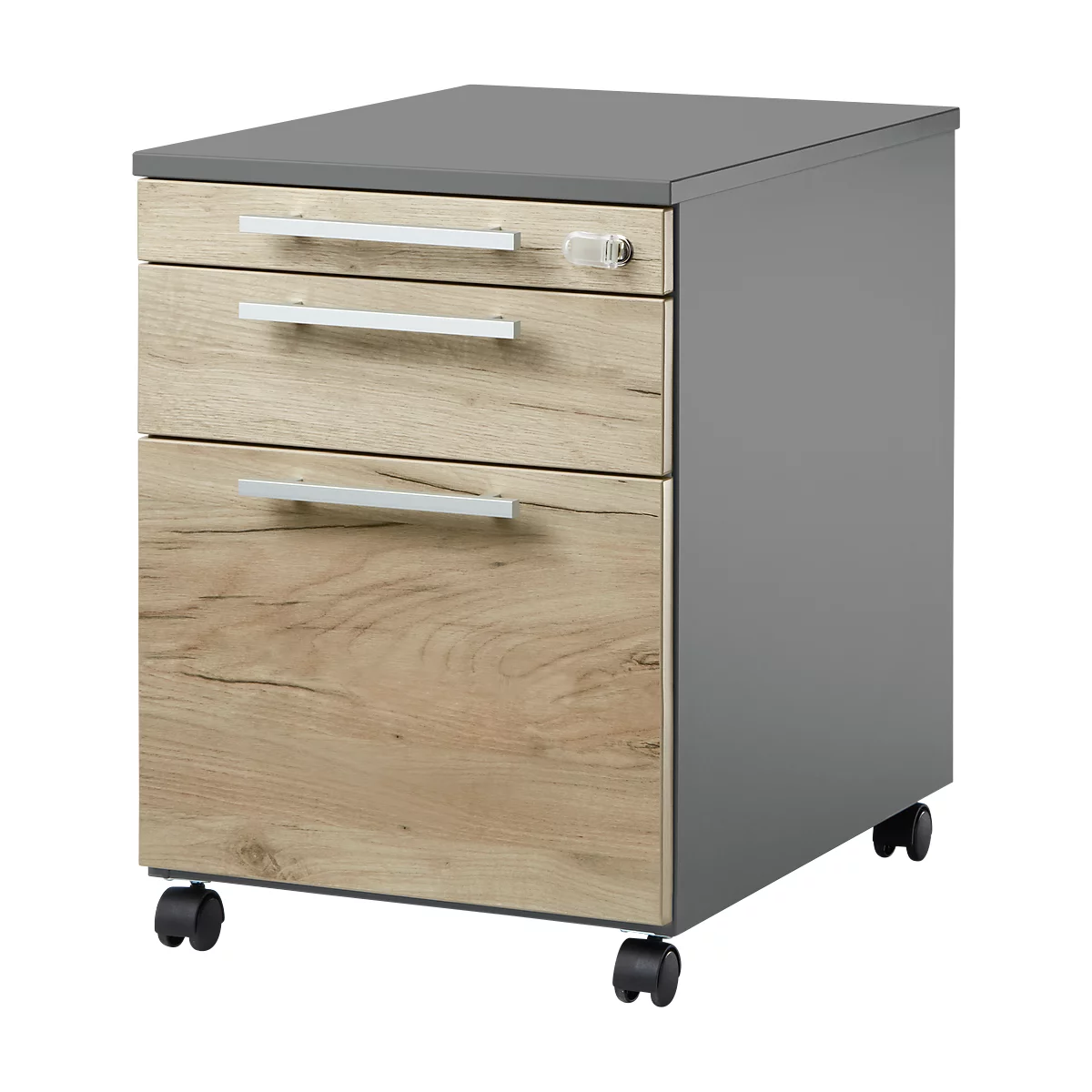 Schäfer Shop Select Verrijdbaar ladeblok SET UP, afsluitbaar, B 432 x D 580 x H 595 mm, grafiet/eik 
