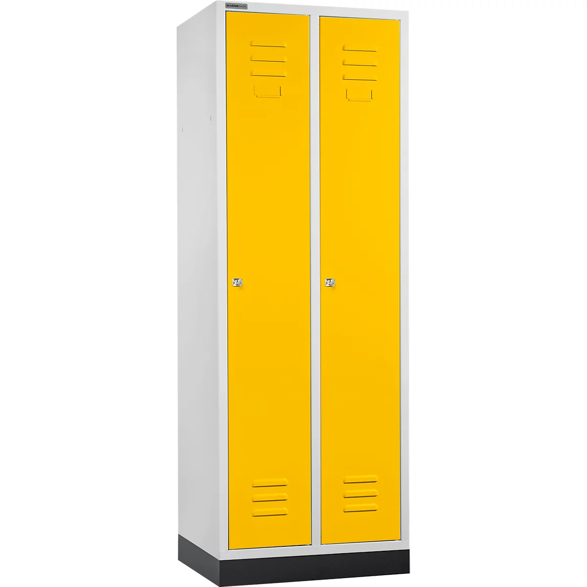 Schäfer Shop Select Vestiaire, avec 2 compartiments, sur socle, serrure à cylindre, gris clair/jaune