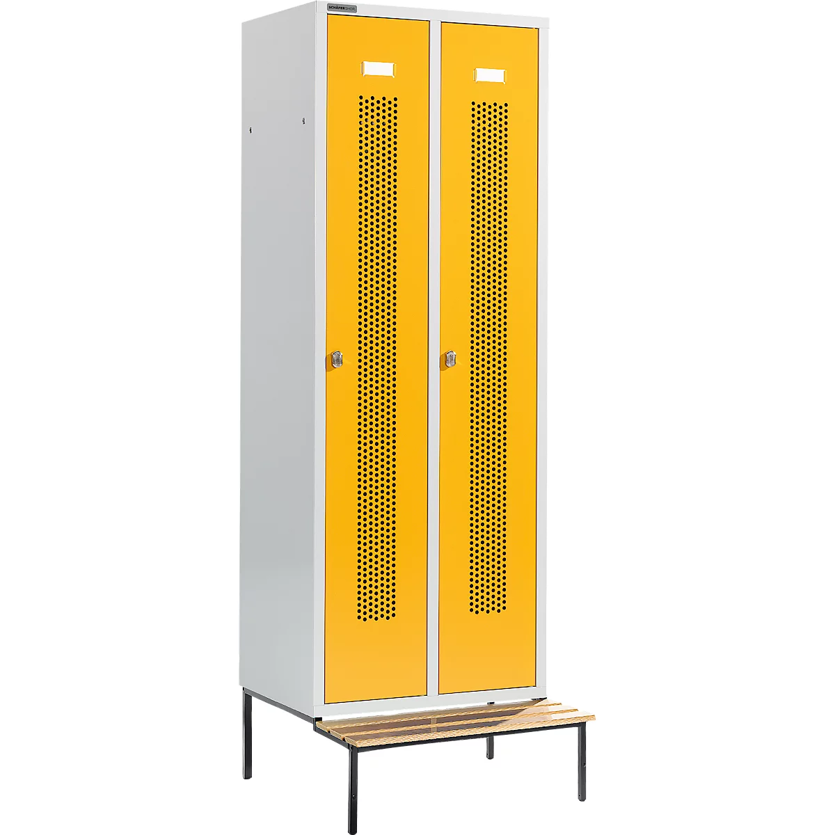 Schäfer Shop Select Vestiaire, avec banc, 2 compartiments, 300 mm, serrure à came batteuse, porte jaune colza