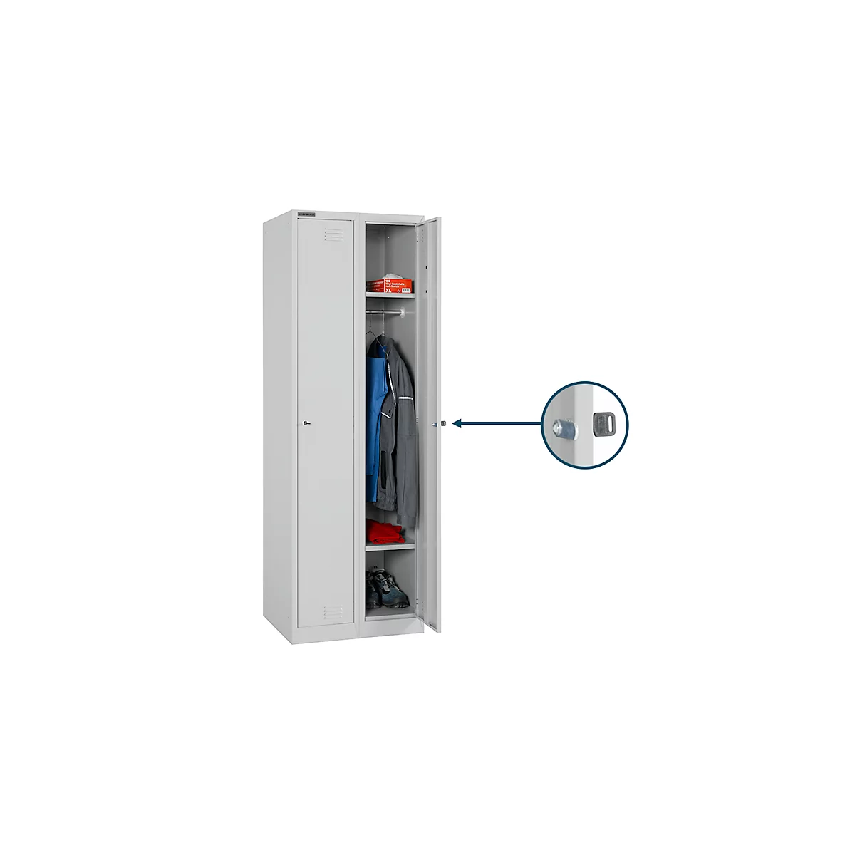 Schäfer Shop Select Vestiaire, set de 2 pièces, 1 compartiment avec 2 étagères, 1 vestiaire avec tringle, L 300 x P 457 x H 1800 mm, tôle fine, serrure à cylindre