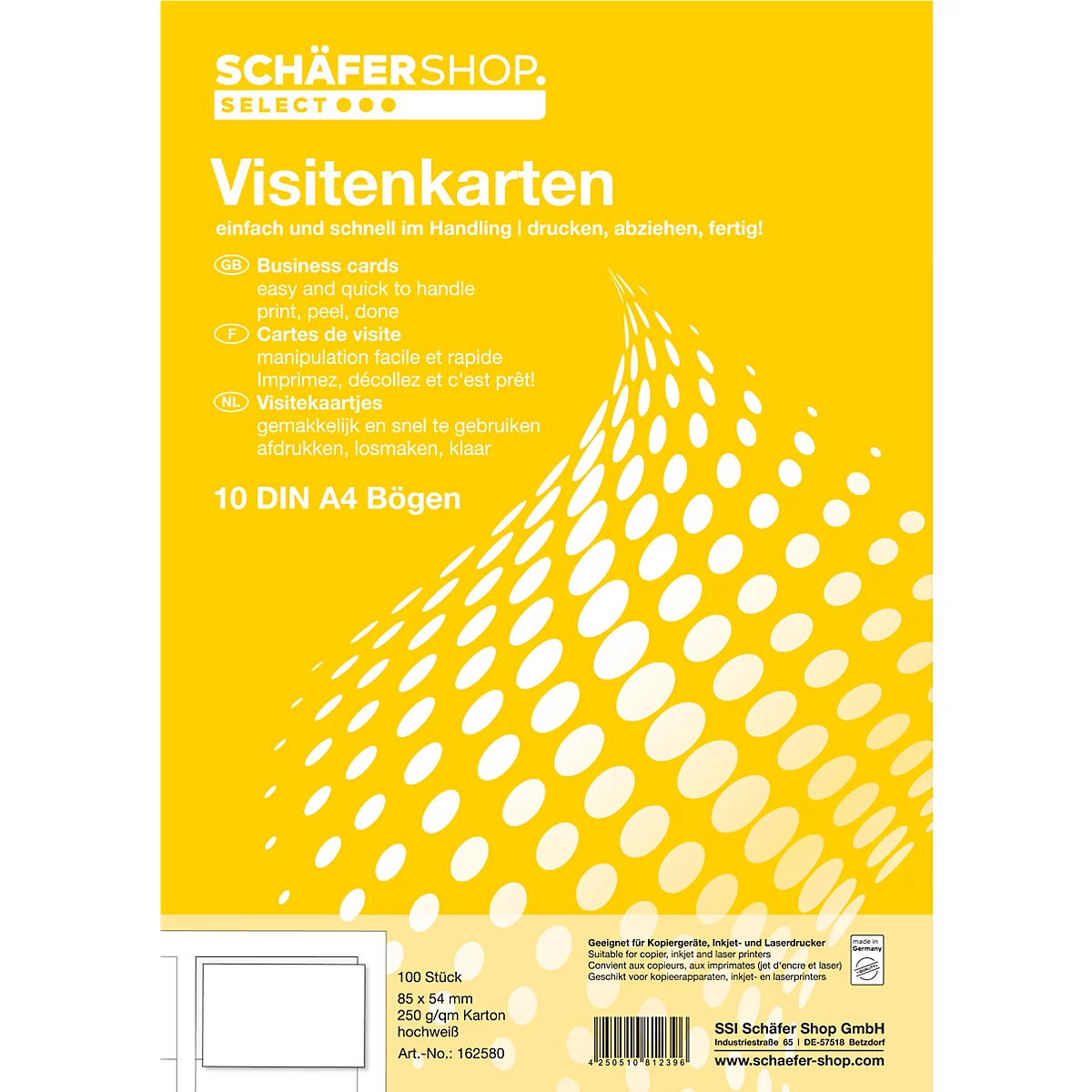 Schäfer Shop Select Visitekaartjes, 10 vellen/100 stuks 250g SSI