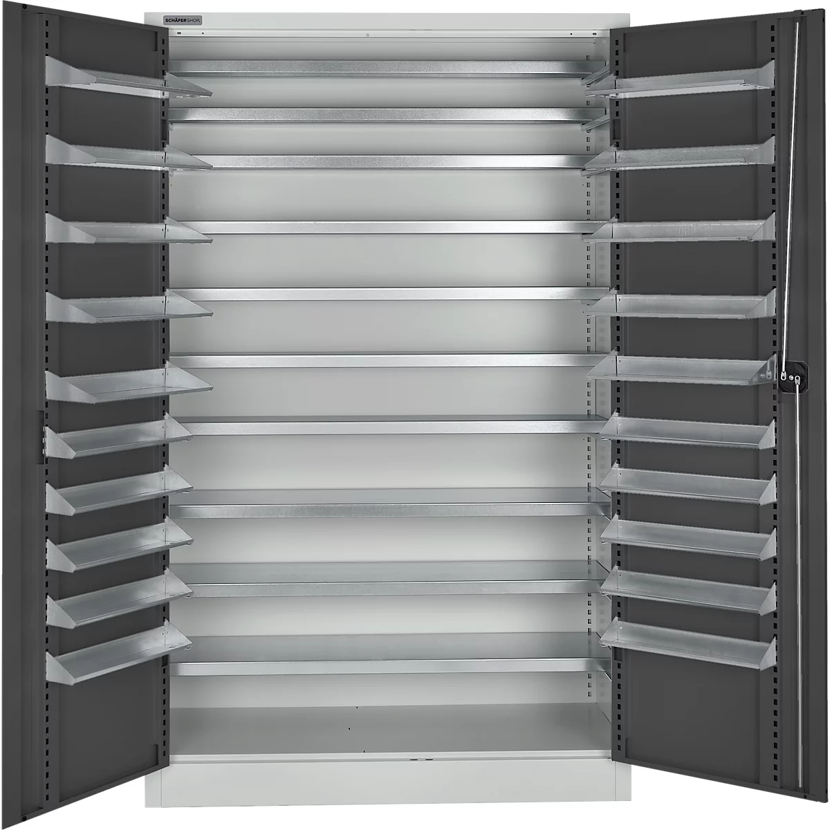 Schäfer Shop Select voorraadkast, 10 etages, zonder kastinrichting, B 1200 x D 500 x H 1935 mm, staal, lichtgrijs/antracietgrijs