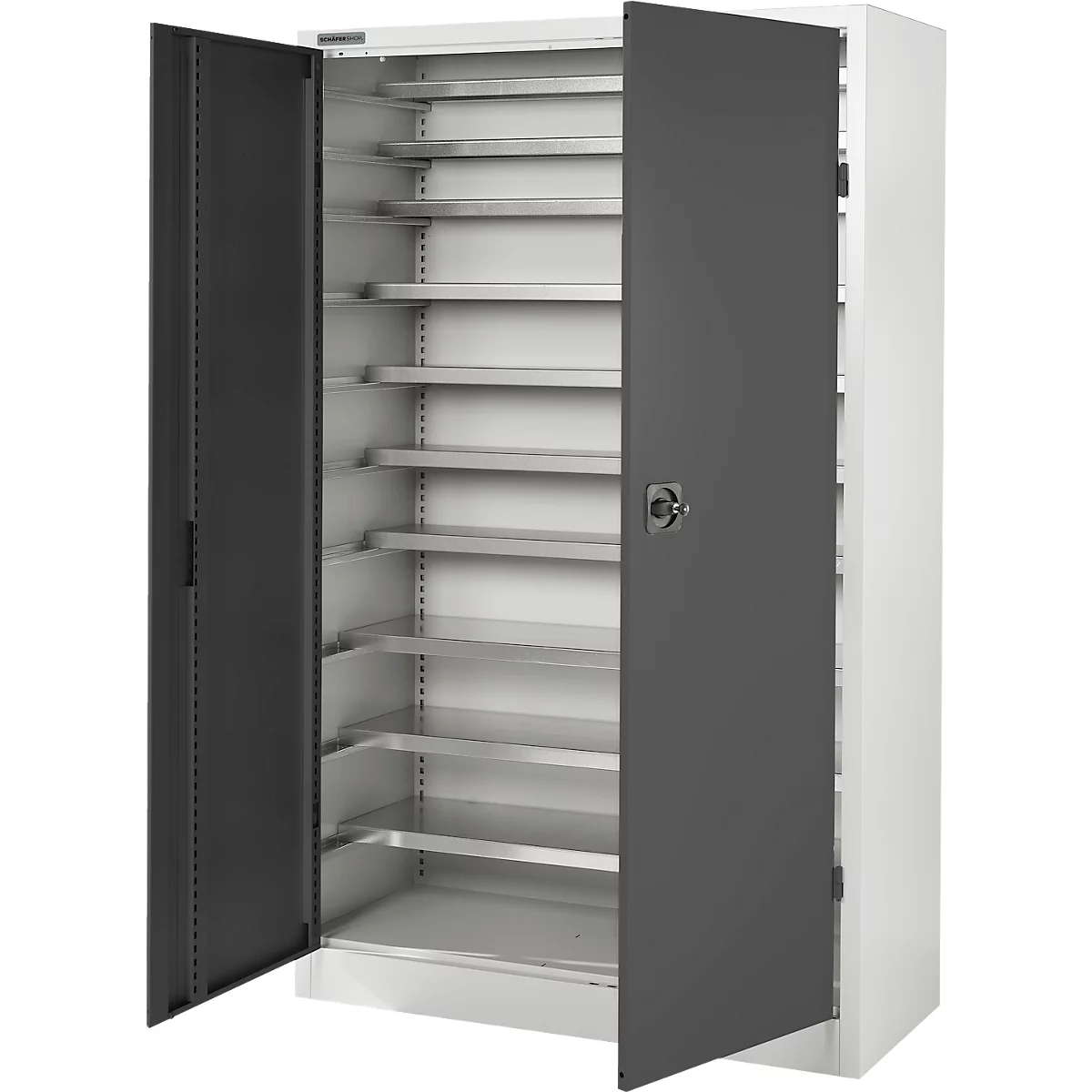 Schäfer Shop Select voorraadkast, 10 etages, zonder kastinrichting, B 1200 x D 500 x H 1935 mm, staal, lichtgrijs/antracietgrijs