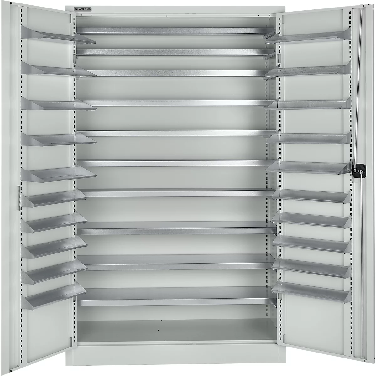 Schäfer Shop Select voorraadkast, 10 etages, zonder kastinrichting, B 1200 x D 500 x H 1935 mm, staal, lichtgrijs