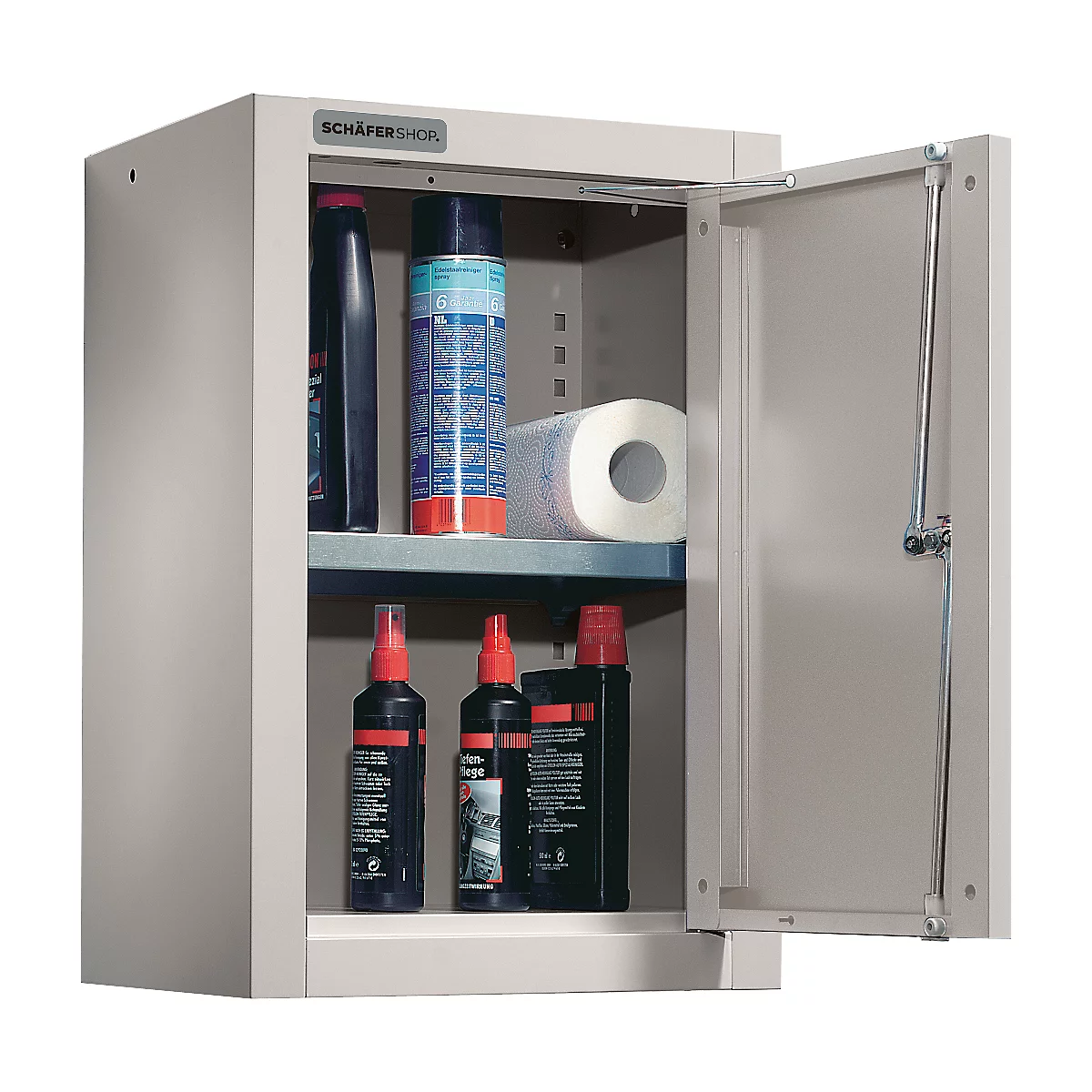 Schäfer Shop Select wandkast, enkeldeurs, met tussenplank, B 400 x D 320 x H 600 mm, staal, alu wit/blank aluminium