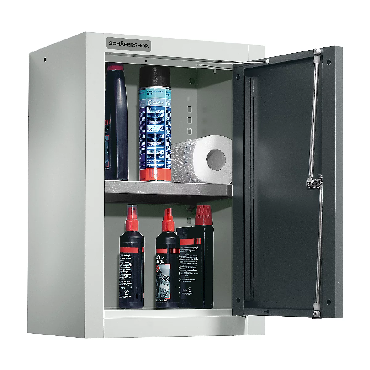 Schäfer Shop Select wandkast, enkeldeurs, met tussenplank, B 400 x D 320 x H 600 mm, staal, lichtgrijs/antracietgrijs