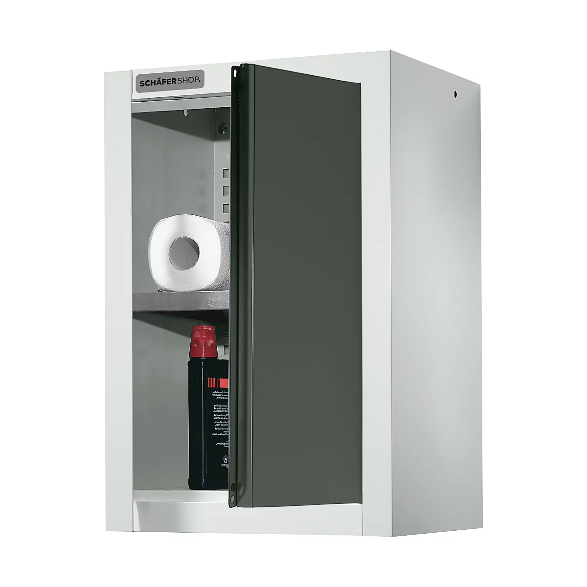 Schäfer Shop Select wandkast, enkeldeurs, met tussenplank, B 400 x D 320 x H 600 mm, staal, lichtgrijs/antracietgrijs