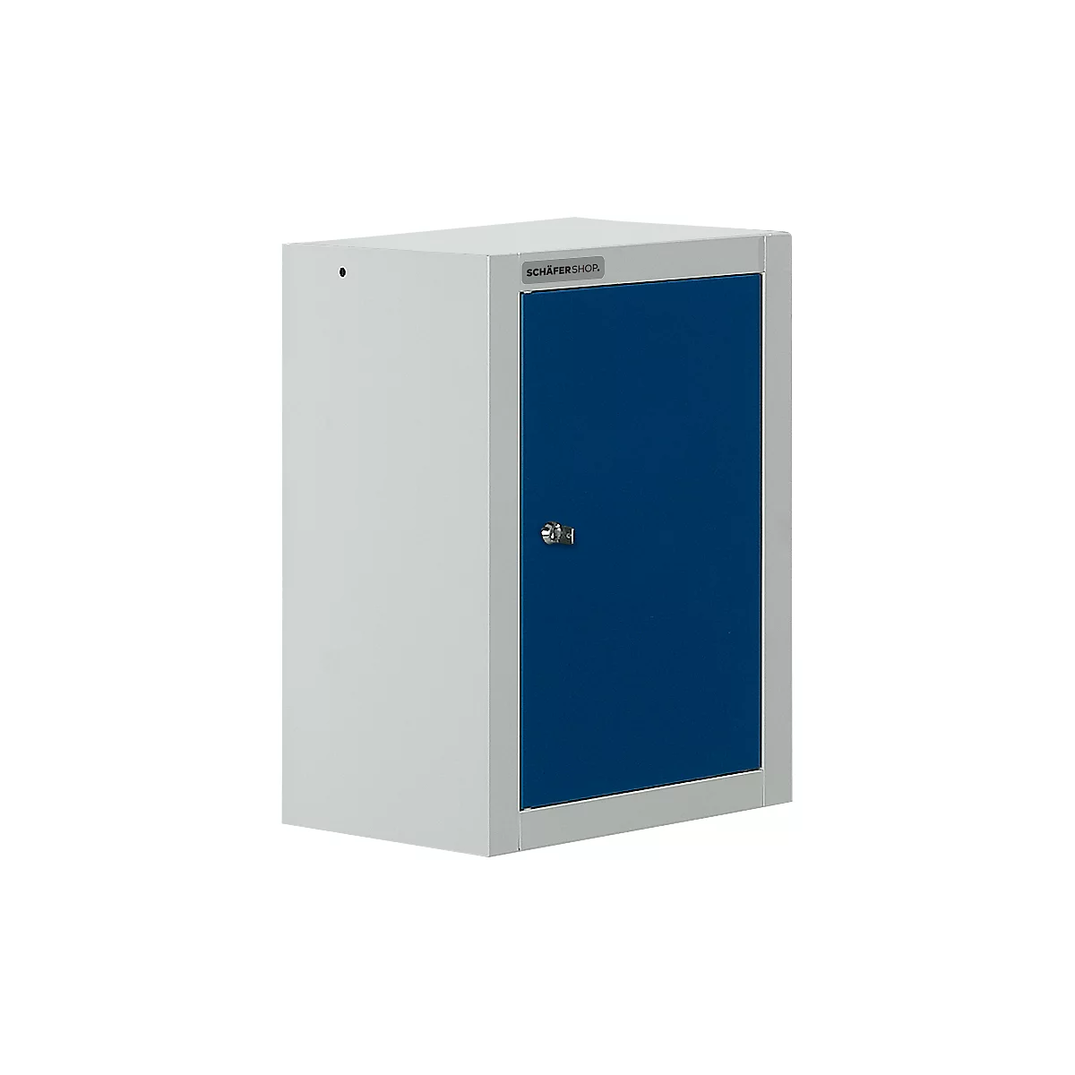 Schäfer Shop Select wandkast, enkeldeurs, met tussenplank, B 400 x D 320 x H 600 mm, staal, lichtgrijs/ gentiaanblauw