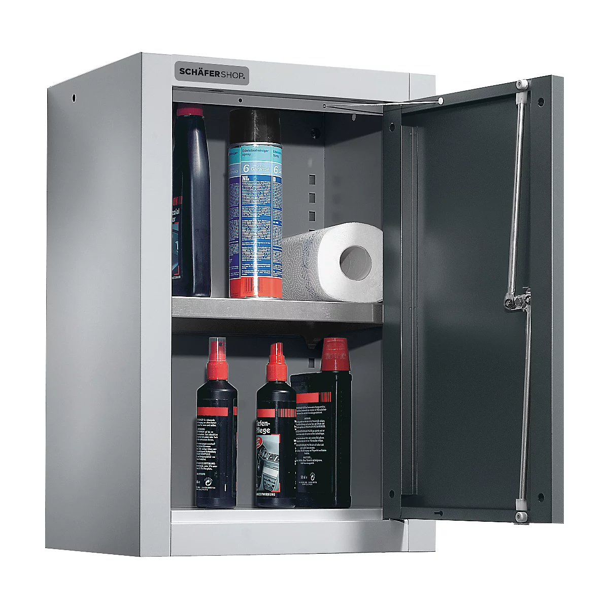 Schäfer Shop Select wandkast, enkeldeurs, met tussenplank, B 400 x D 320 x H 600 mm, staal, witaluminium/antracietgrijs