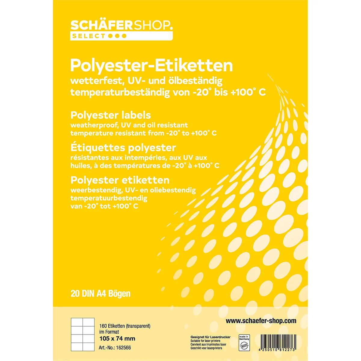 Schäfer Shop Select Weerbestendige etiketten, 105 x 74 mm, transparant mat, 20 vellen