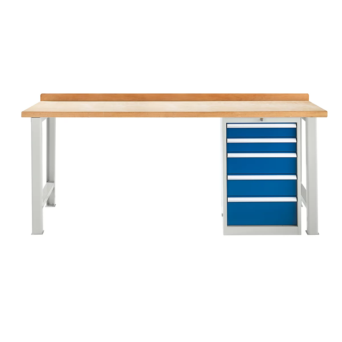 Schäfer Shop Select Werkbank, 5 Schübe, Grundeinheit, B 2000 mm, lichtgrau RAL 7035/enzianblau RAL 5010 