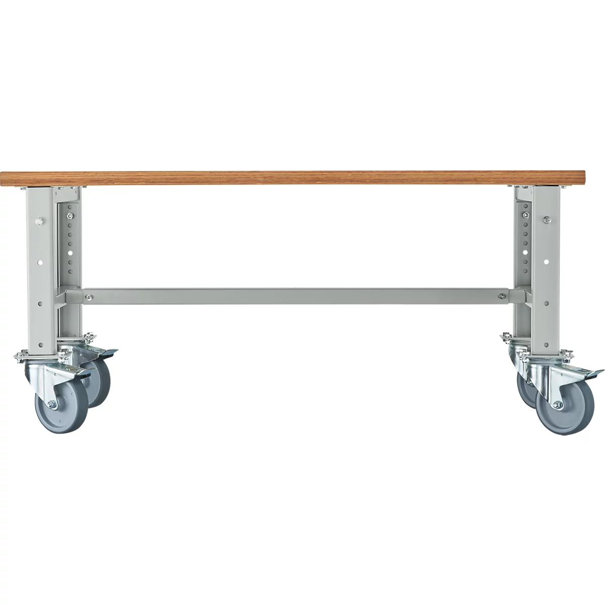 Schäfer Shop Select Werkbank, verrijdbaar, B 1500 x D 700 x H 676-888 mm, in hoogte verstelbaar, lichtgrijs