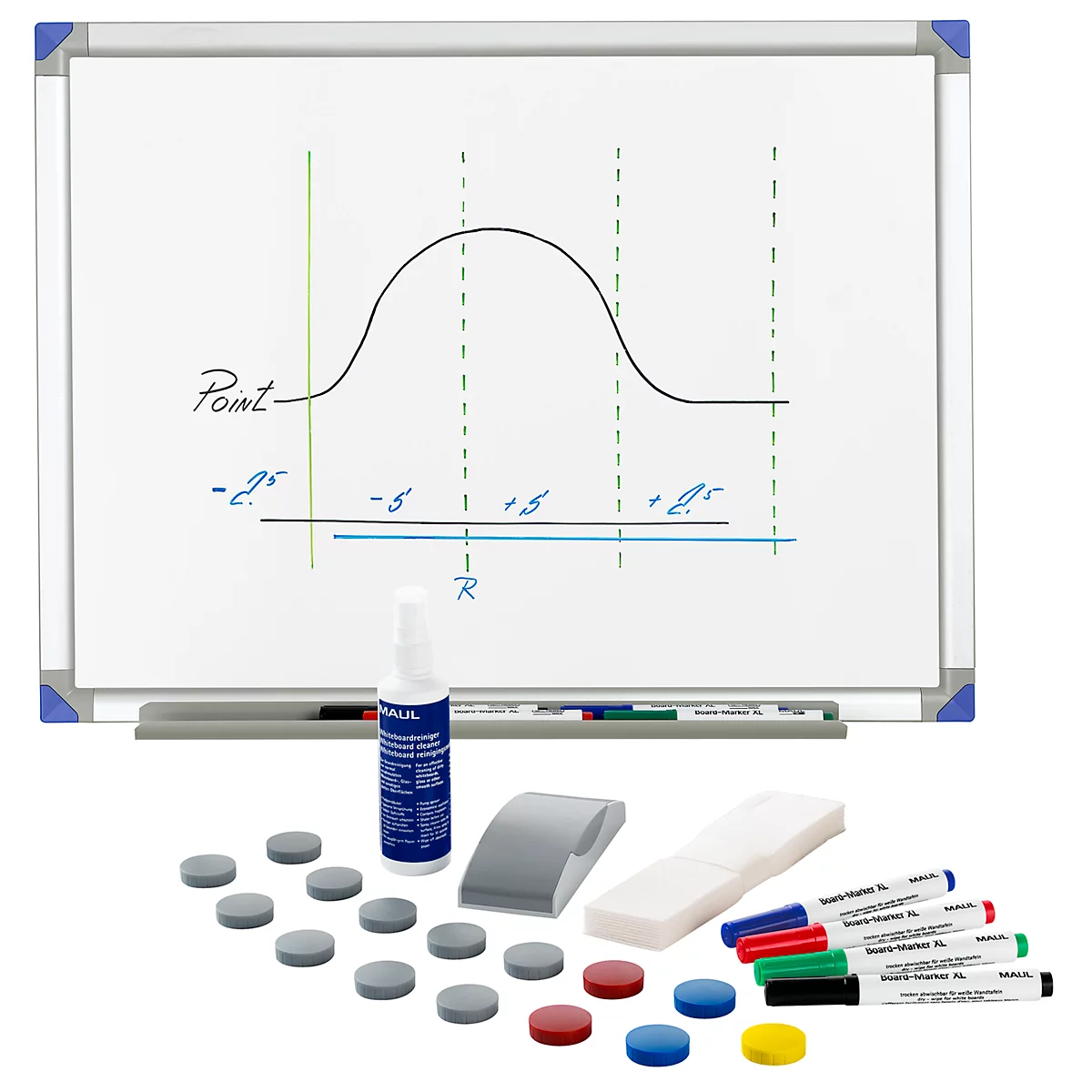 Schäfer Shop Select Whiteboard 90120 emailliert, Alurahmen + Whiteboard-Zubehör-Set Standard GRATIS