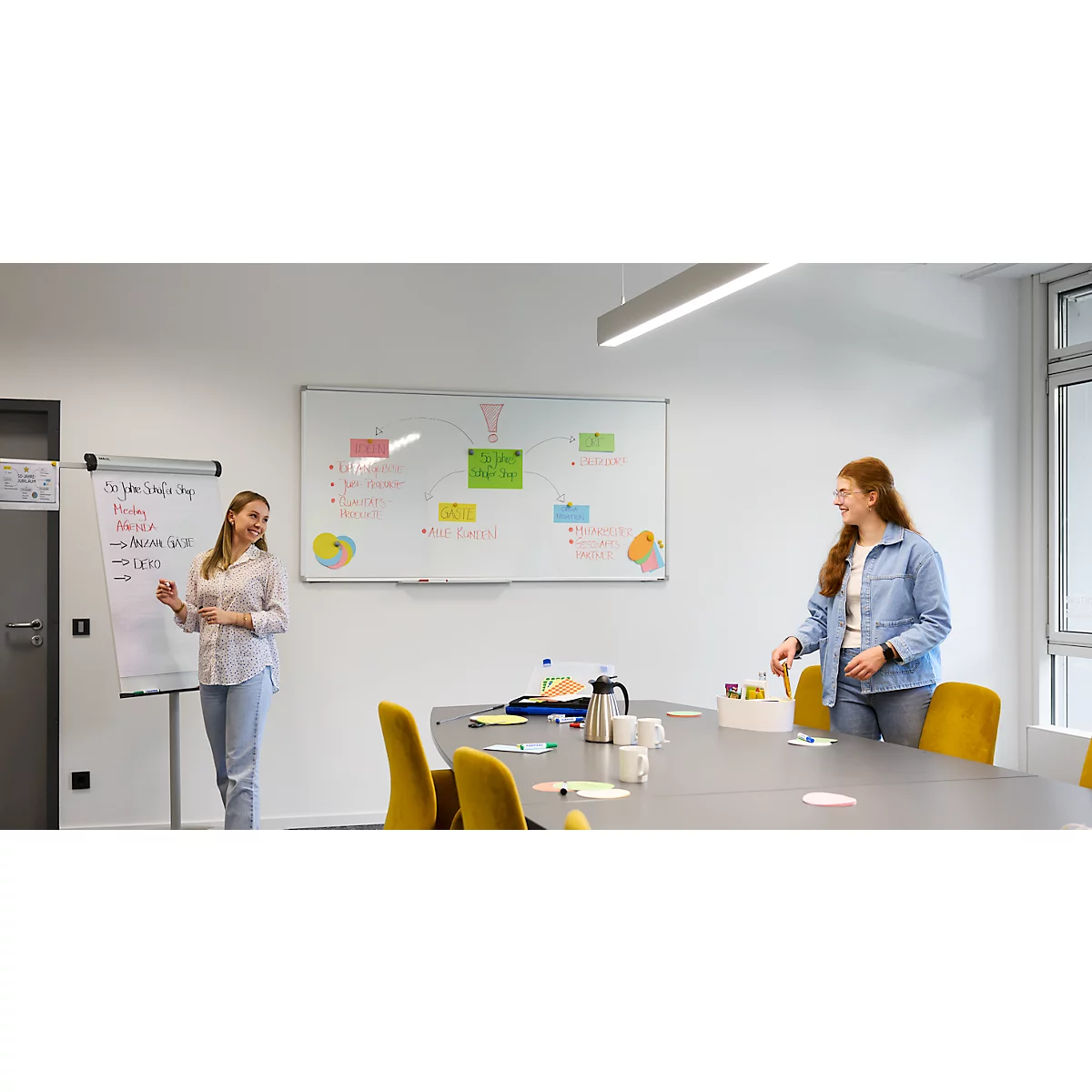 Schäfer Shop Select Whiteboard-Set, Bundle mit Moderationskoffer, Flipchart und Block
