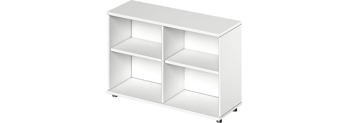 Schäfer Shop Shelf Genius TETRIS WOOD, 2 HC, altura con deslizadores, L 1200 mm, blanco