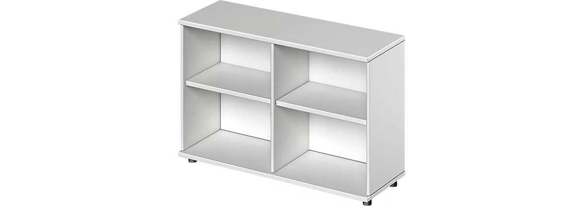 Schäfer Shop Shelf Genius TETRIS WOOD, 2 HC, altura con deslizadores, L 1200 mm, gris claro
