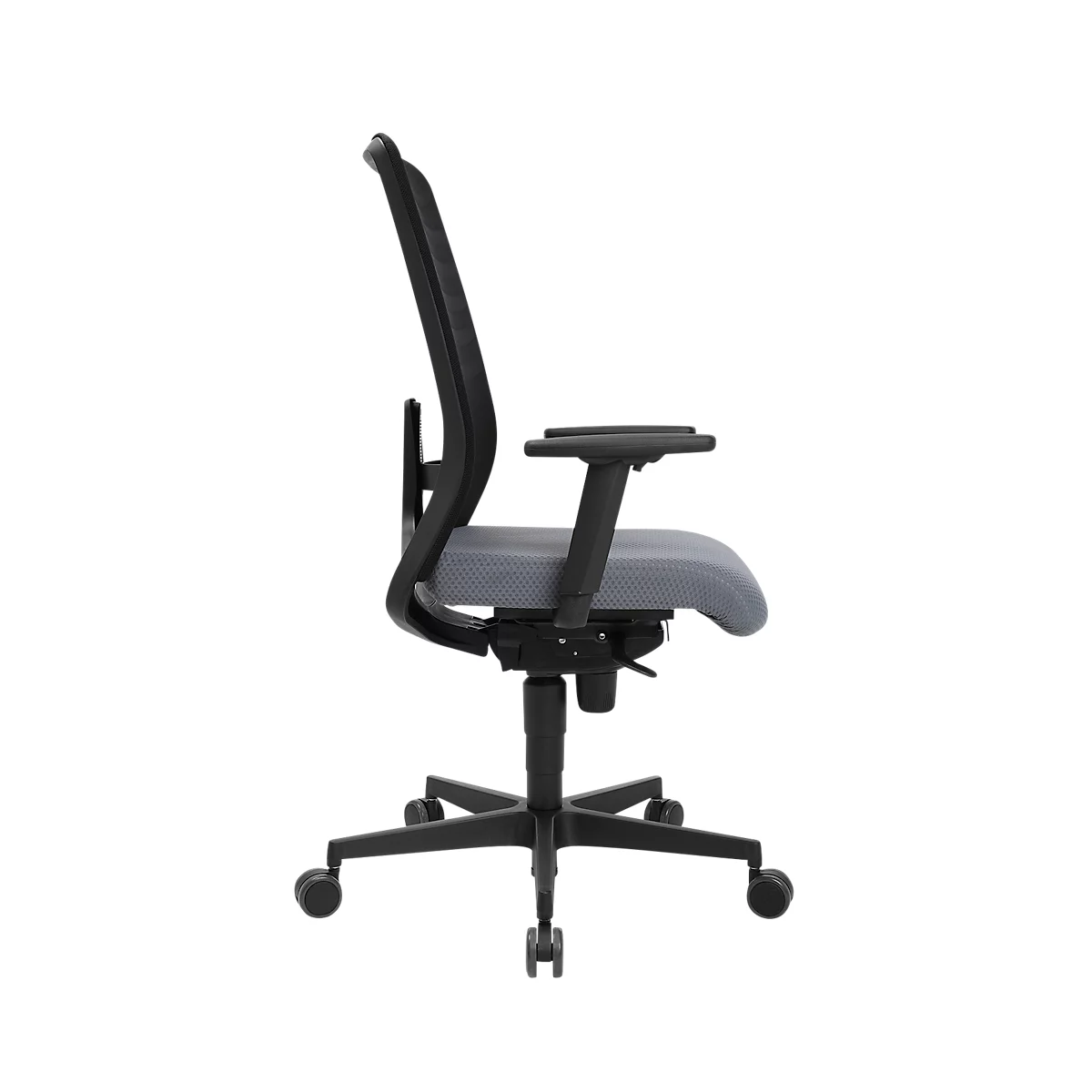 Schäfer Shop Silla de oficina Genius SSI Lady Proline, con reposabrazos, mecanismo síncrono de tres puntos, asiento wellness, respaldo de malla 3D, negro/gris