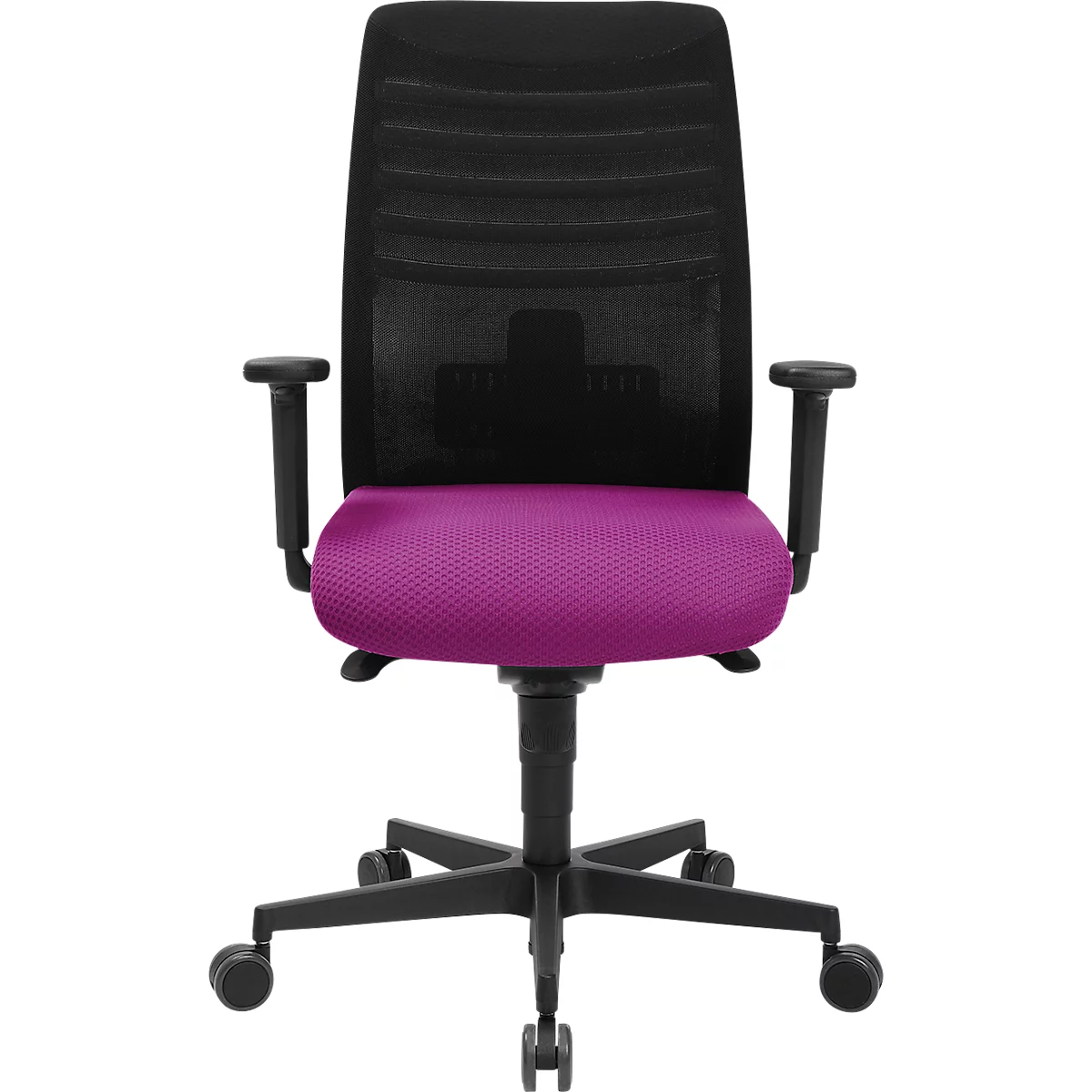 Schäfer Shop Silla de oficina Genius SSI Lady Proline, con reposabrazos, mecanismo síncrono de tres puntos, asiento wellness, respaldo de malla 3D, negro/morado