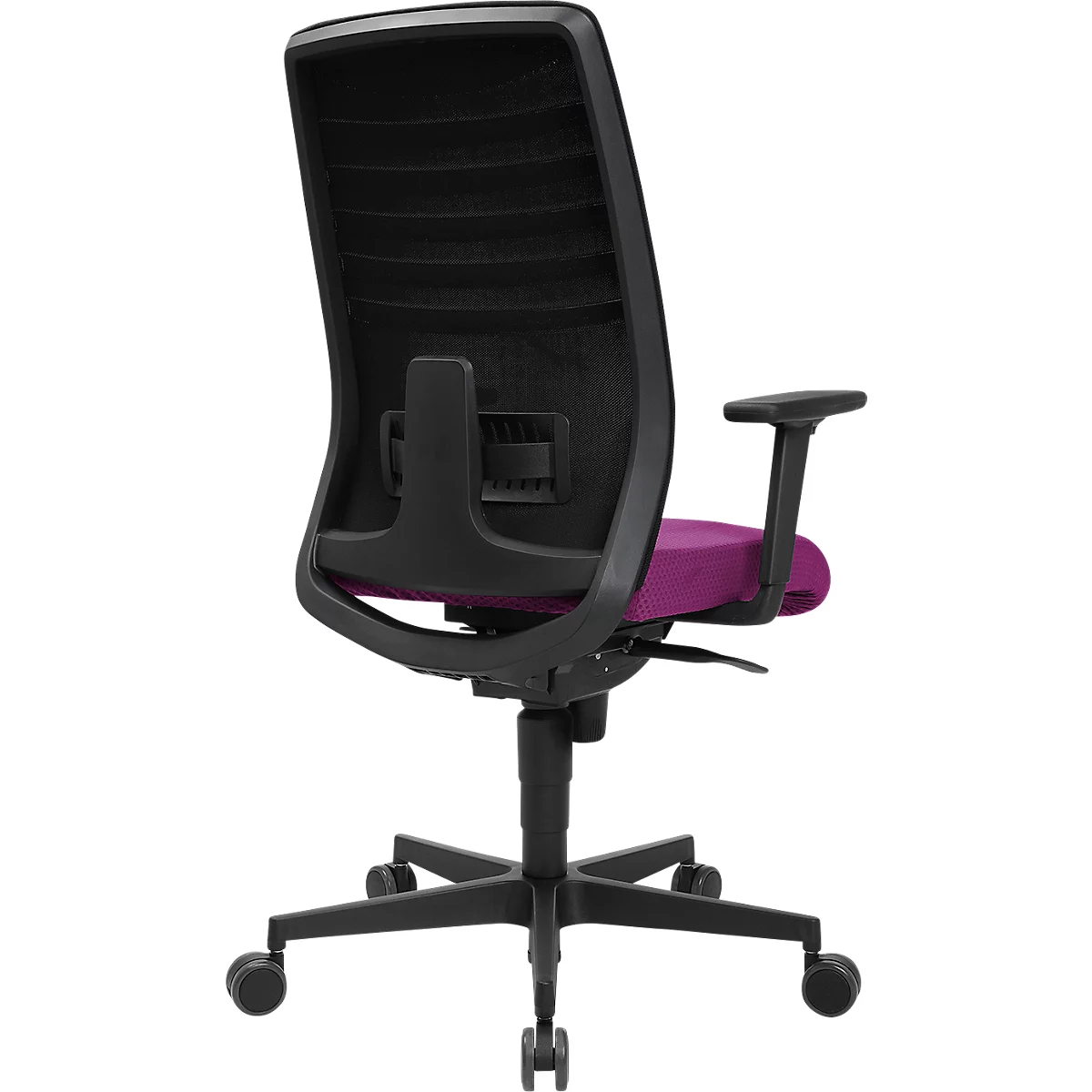 Schäfer Shop Silla de oficina Genius SSI Lady Proline, con reposabrazos, mecanismo síncrono de tres puntos, asiento wellness, respaldo de malla 3D, negro/morado