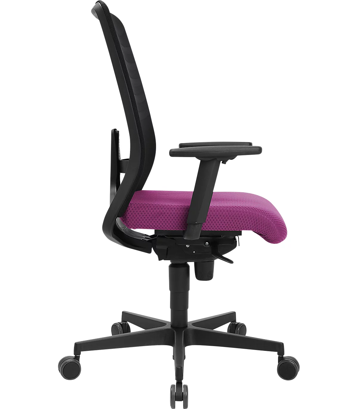Schäfer Shop Silla de oficina Genius SSI Lady Proline, con reposabrazos, mecanismo síncrono de tres puntos, asiento wellness, respaldo de malla 3D, negro/morado