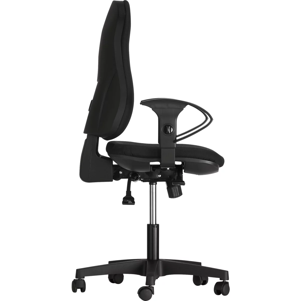 Schäfer Shop Silla de oficina Pure Support CLEAN, con reposabrazos, mecanismo sincrónico, asiento con disco intervertebral, revestimiento antibacteriano, negro