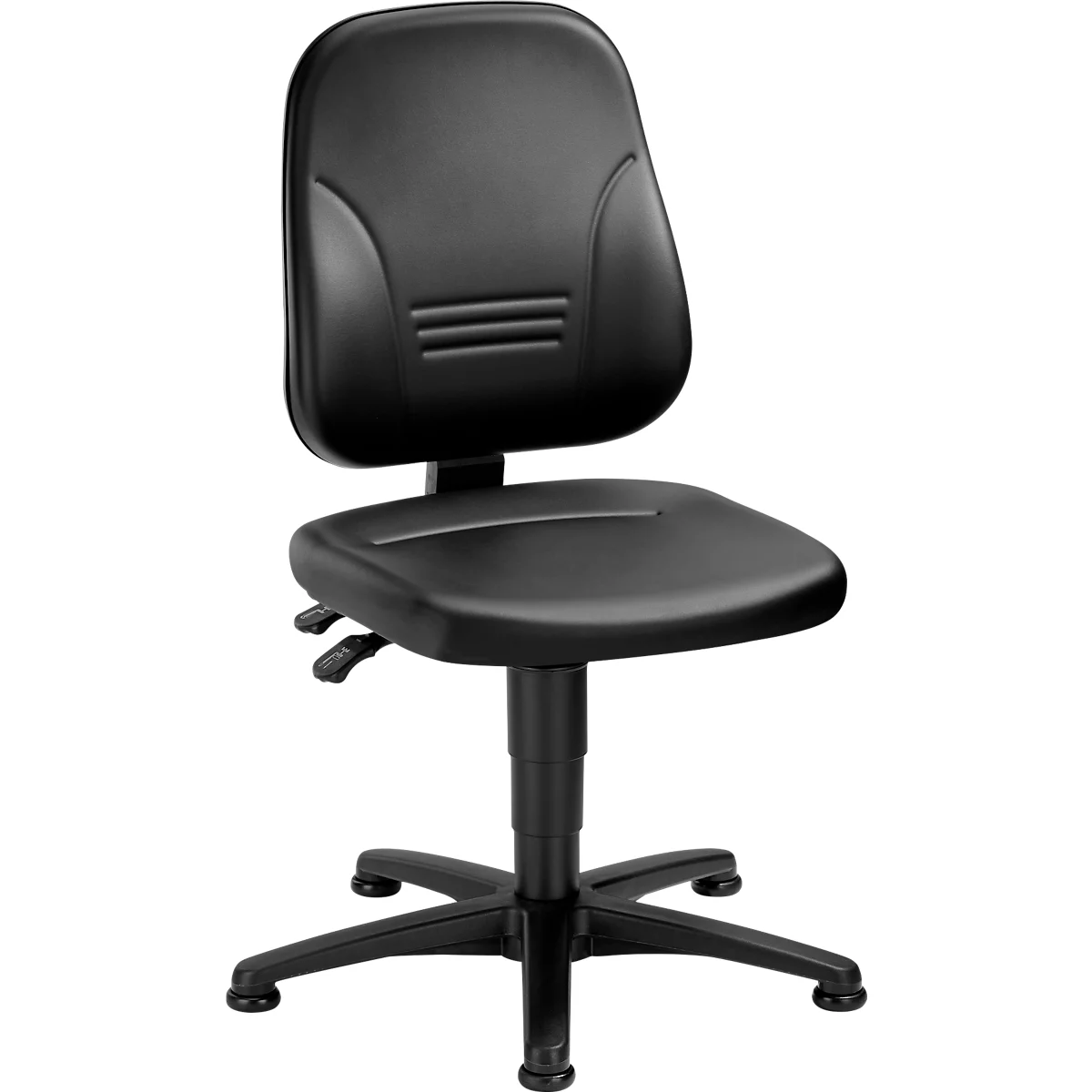 Schäfer Shop Silla giratoria industrial Pure, contacto permanente, apoyo lumbar, apoyo pélvico, con deslizantes, negra