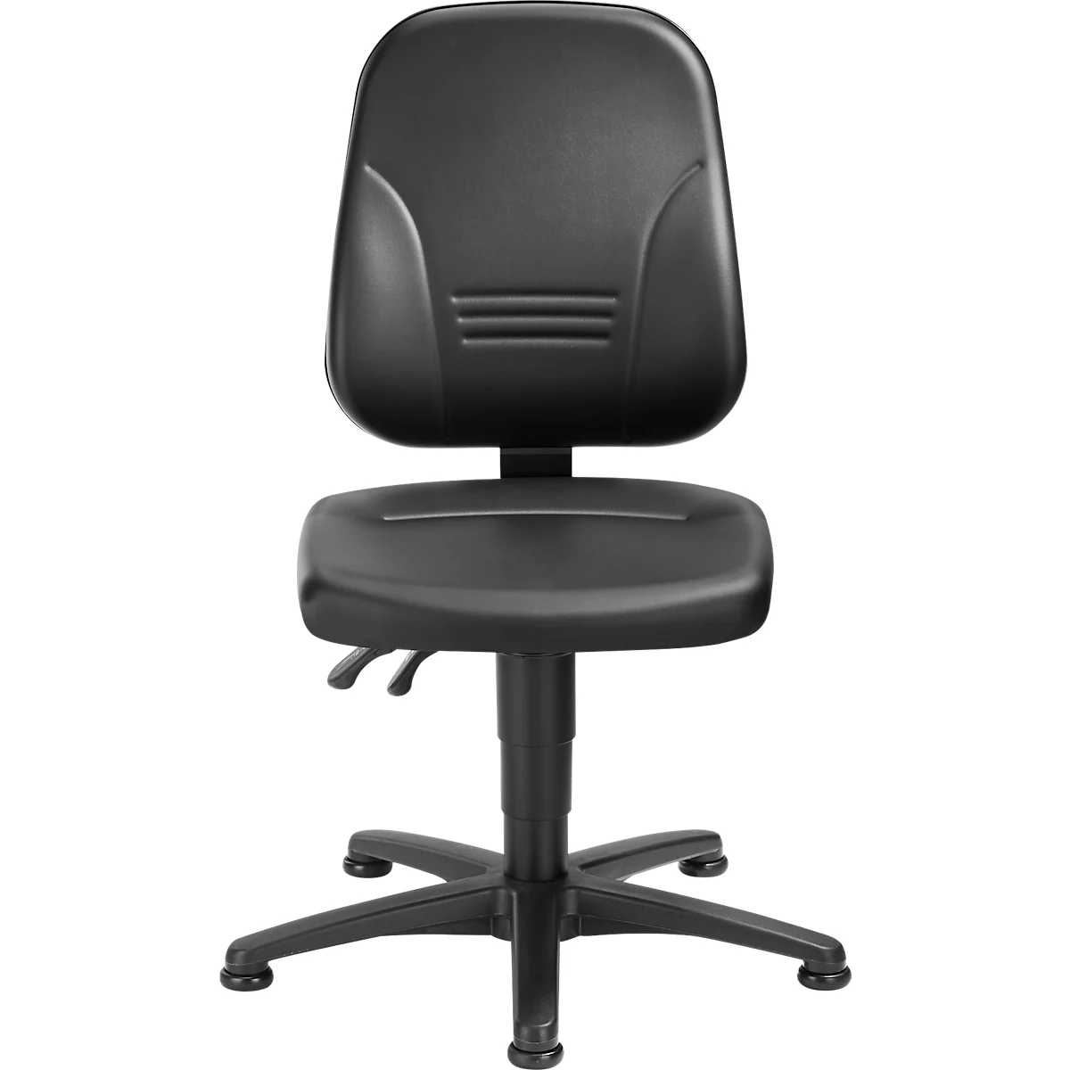 Schäfer Shop Silla giratoria industrial Pure, contacto permanente, apoyo lumbar, apoyo pélvico, con deslizantes, negra