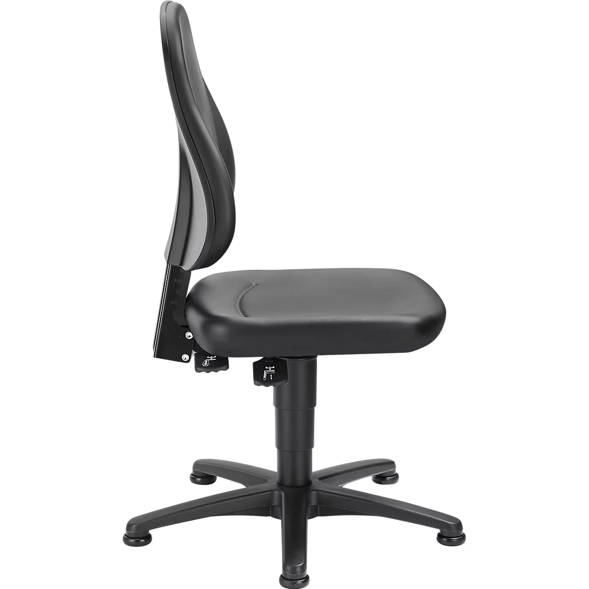 Schäfer Shop Silla giratoria industrial Pure, contacto permanente, apoyo lumbar, apoyo pélvico, con deslizantes, negra