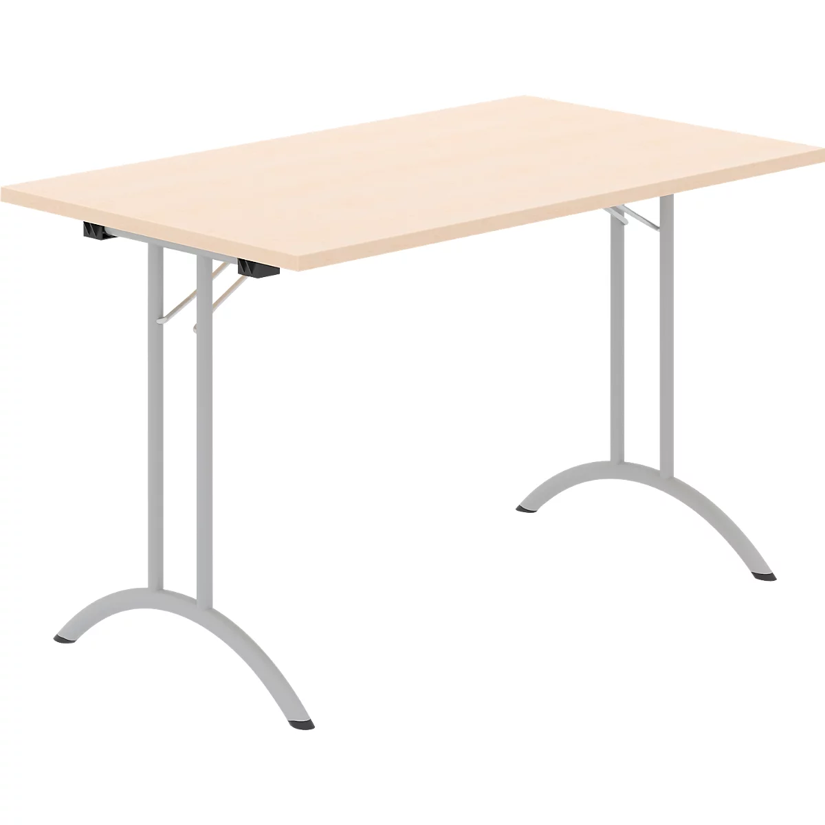 Schäfer Shop Table pliante Select, rectangulaire, piétement en double T, ferrure spéciale de pliage &amp; compensation au sol, L 1200 x P 700 x H 720 mm, décor érable/argent alu