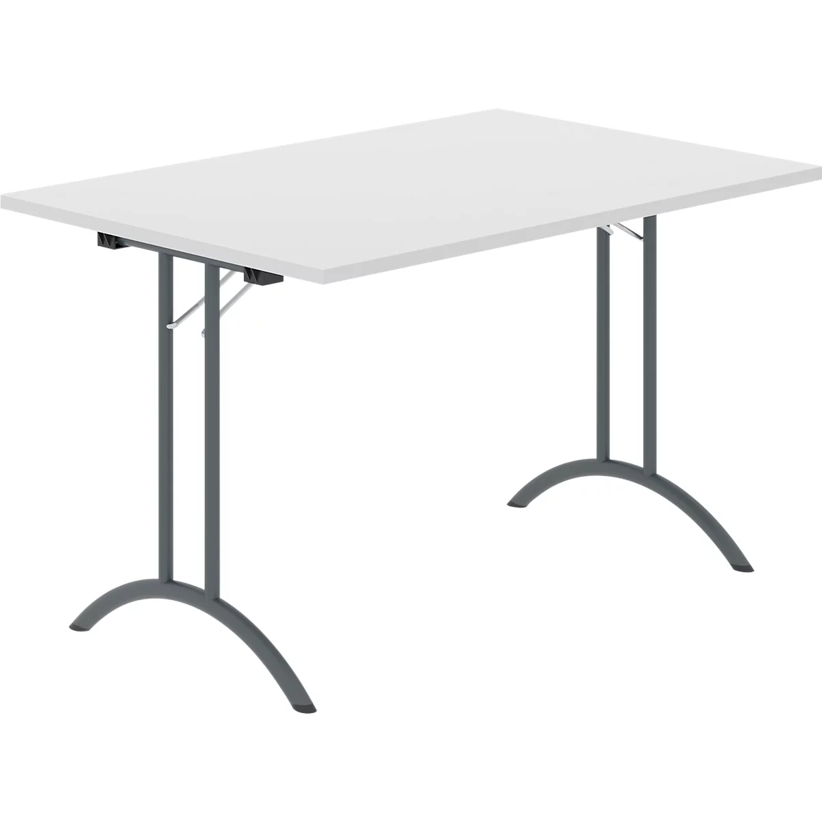 Schäfer Shop Table pliante Select, rectangulaire, piétement en double T, ferrure spéciale de pliage &amp; compensation au sol, L 1200 x P 800 x H 720 mm, gris clair/anthracite