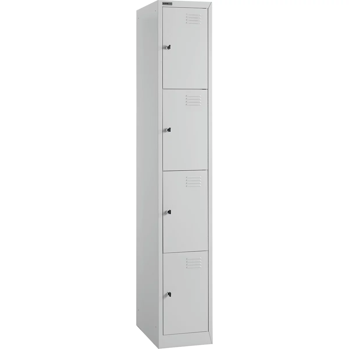 Schäfer Shop Vestiaire Select, 1 x 4 compartiments, 4 portes, 3 tablettes, L 300 x P 457 x H 1800 mm, tôle fine de qualité, verrouillable
