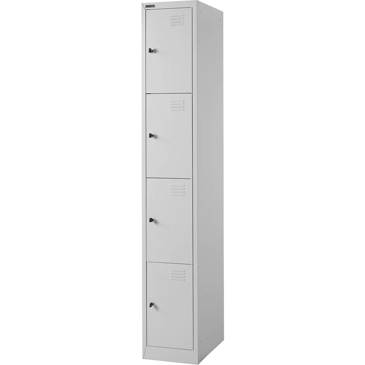 Schäfer Shop Vestiaire Select, 1 x 4 compartiments, 4 portes, 3 tablettes, L 300 x P 457 x H 1800 mm, tôle fine de qualité, verrouillable