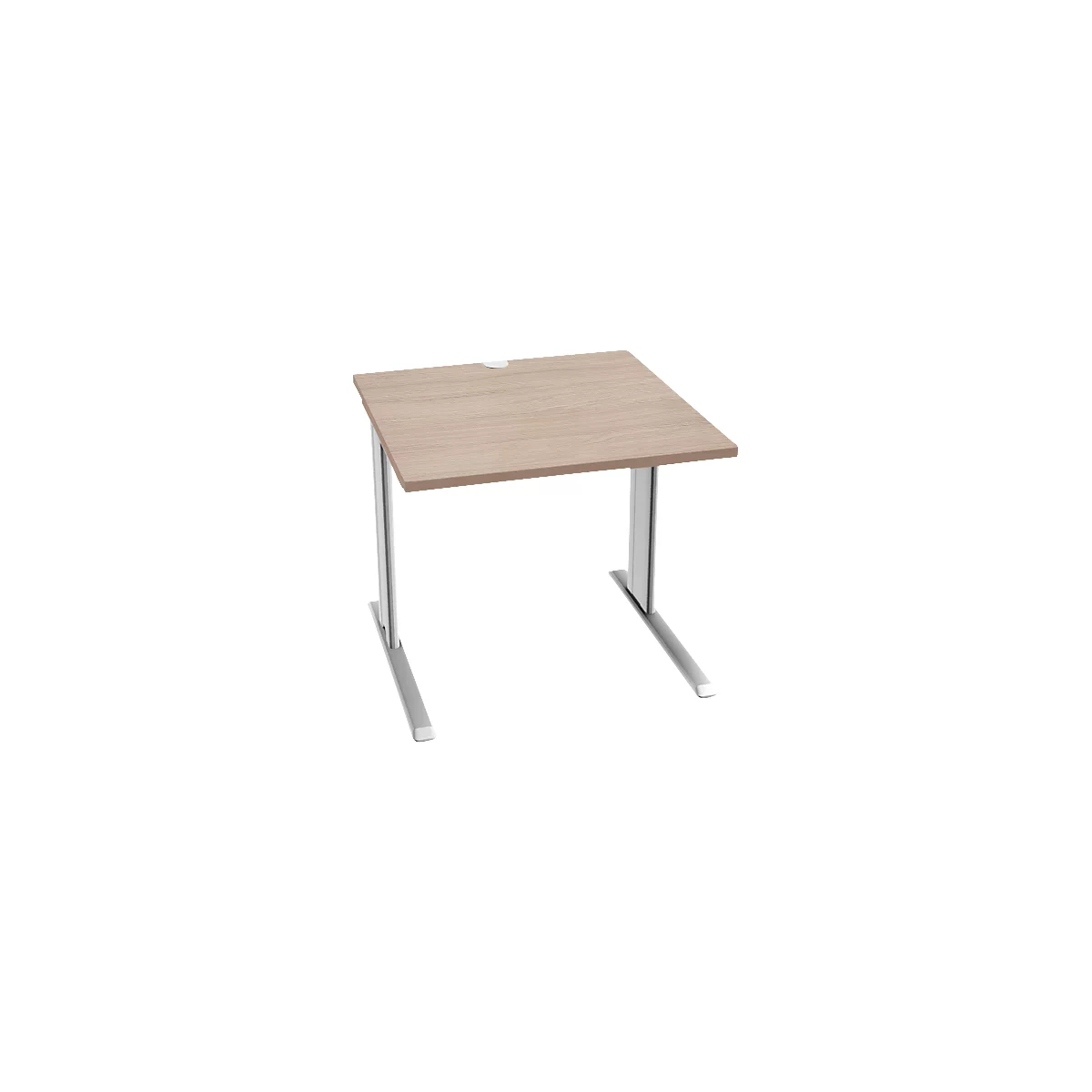 Schäfer Shop Zuiver bureau PLANOVA BASIC, rechthoek, C-poot, B 800 x D 800 x H 717 mm, eiken/wit + kabelgoot