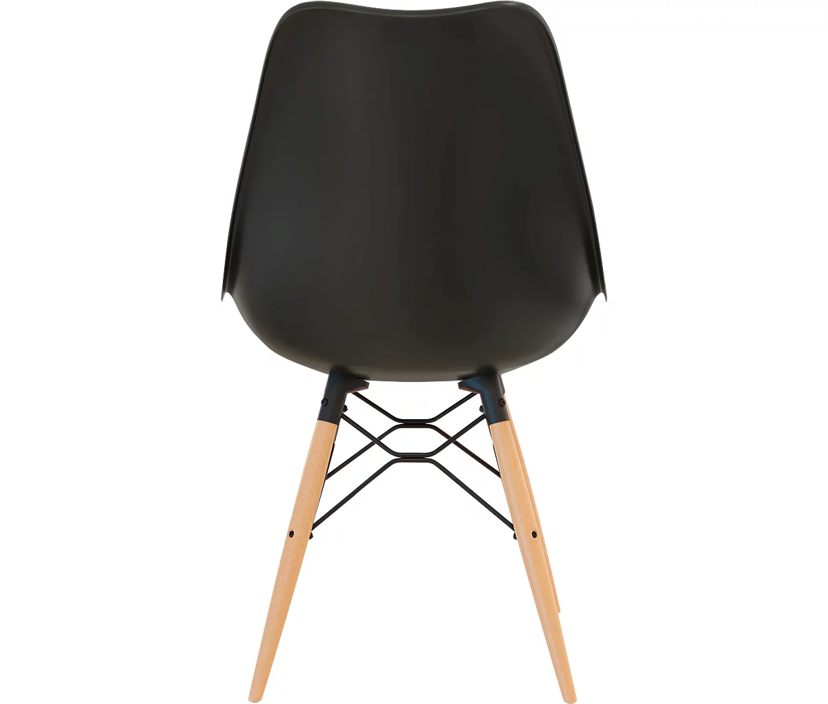 Schalenstuhl DOGEWOOD, Kunststoff, mit Holzbeinen, Sitzkissen. schwarz