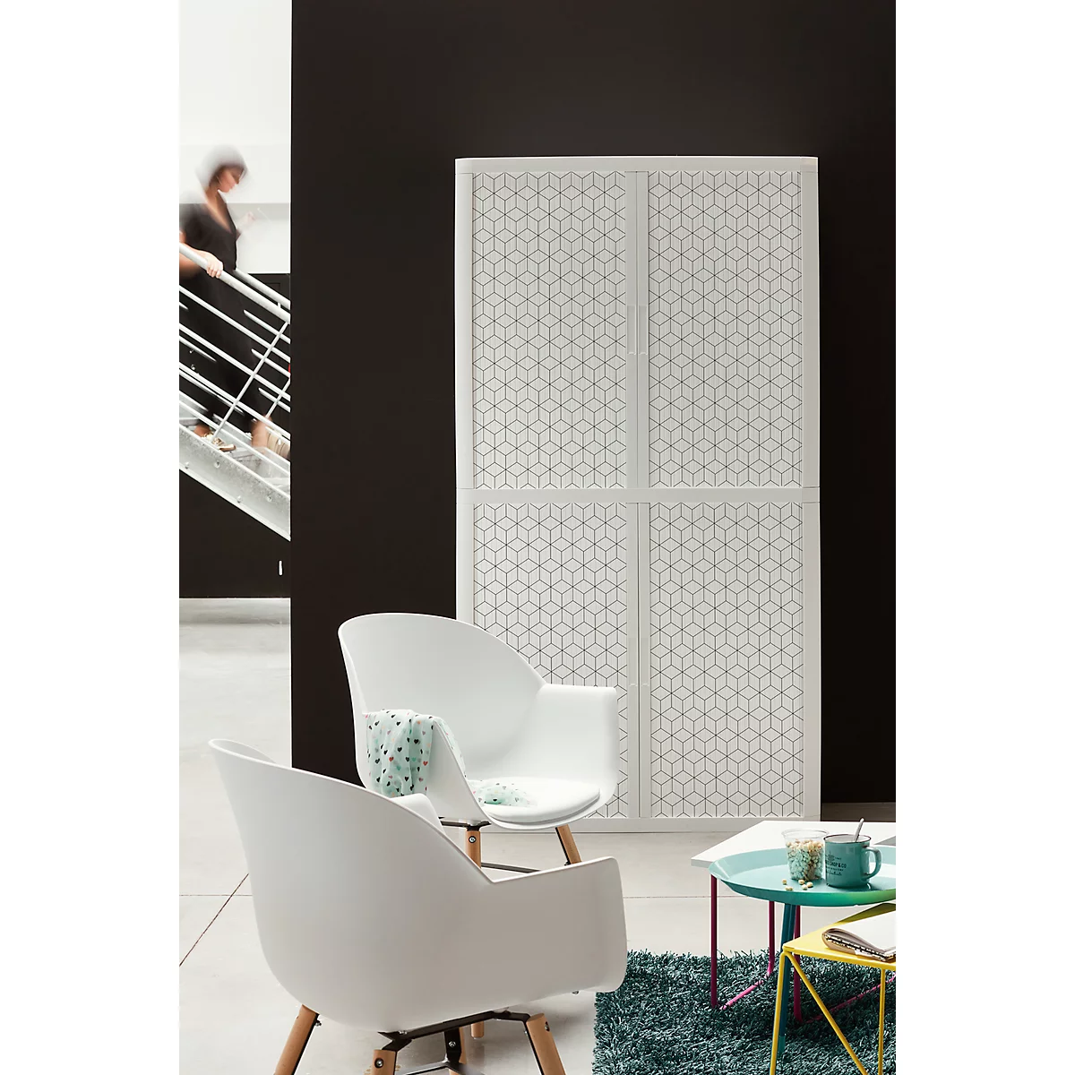 Schalenstuhl, Kunststoff, mit Holzbeinen, Sitzkissen, desinfektionsmittelbeständig, weiss, 2er-Set