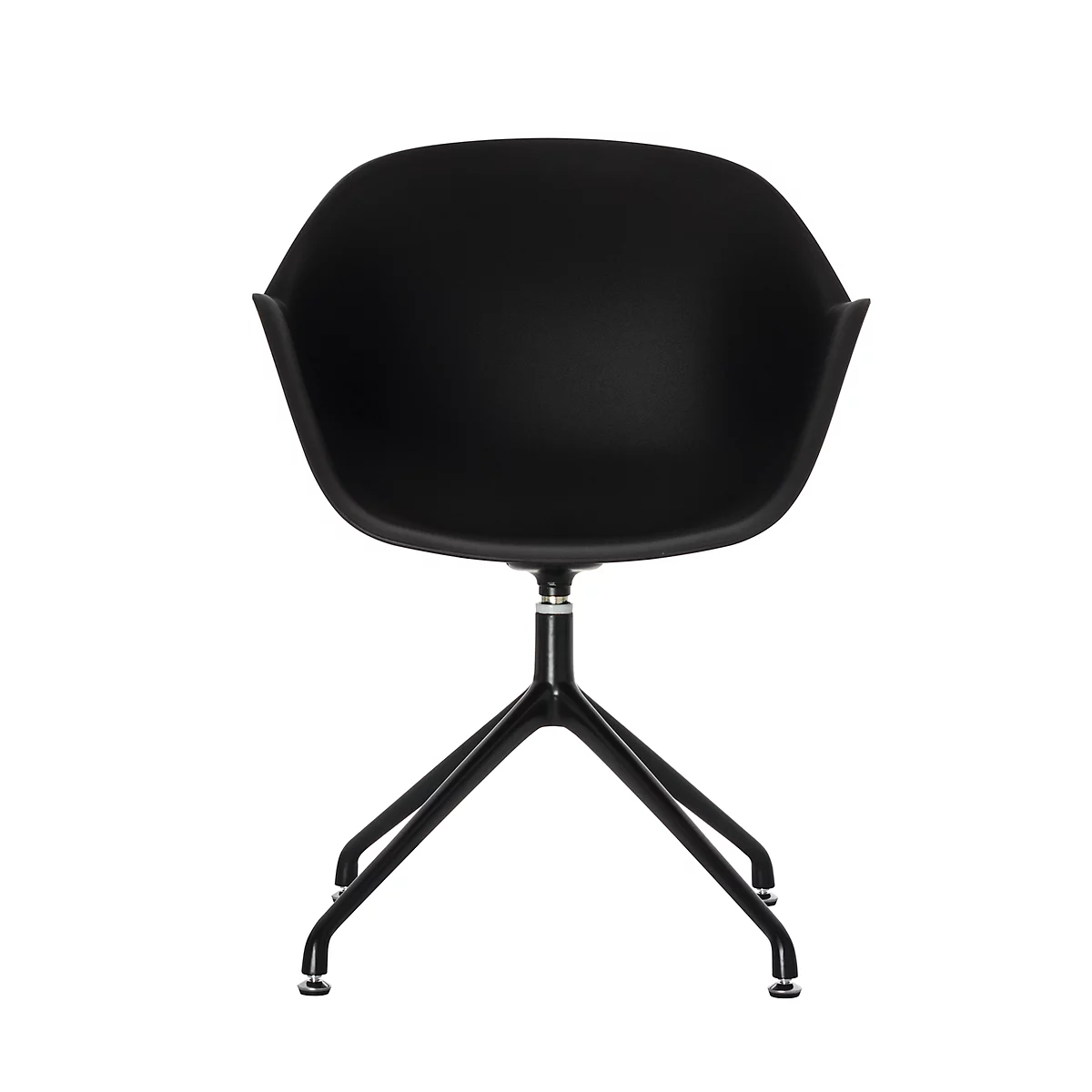 Schalenstuhl Moon, 2er-Set, B 600 x T 575 x H 830 mm, um 360° drehbar, Polypropylen & Stahl lackiert, schwarz