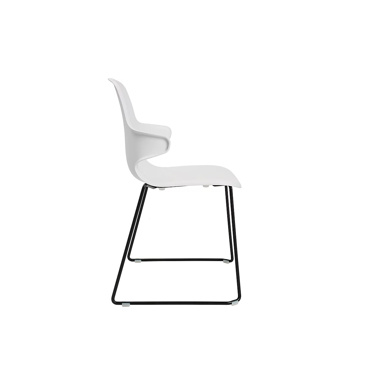 Schalenstuhl Topstar T2020, Kufengestell, ergonomische Sitzschale, stapelbar bis 4 Stück, Sitzhöhe 450 mm, 2er-Set, mit Armlehnen, weiß/schwarz