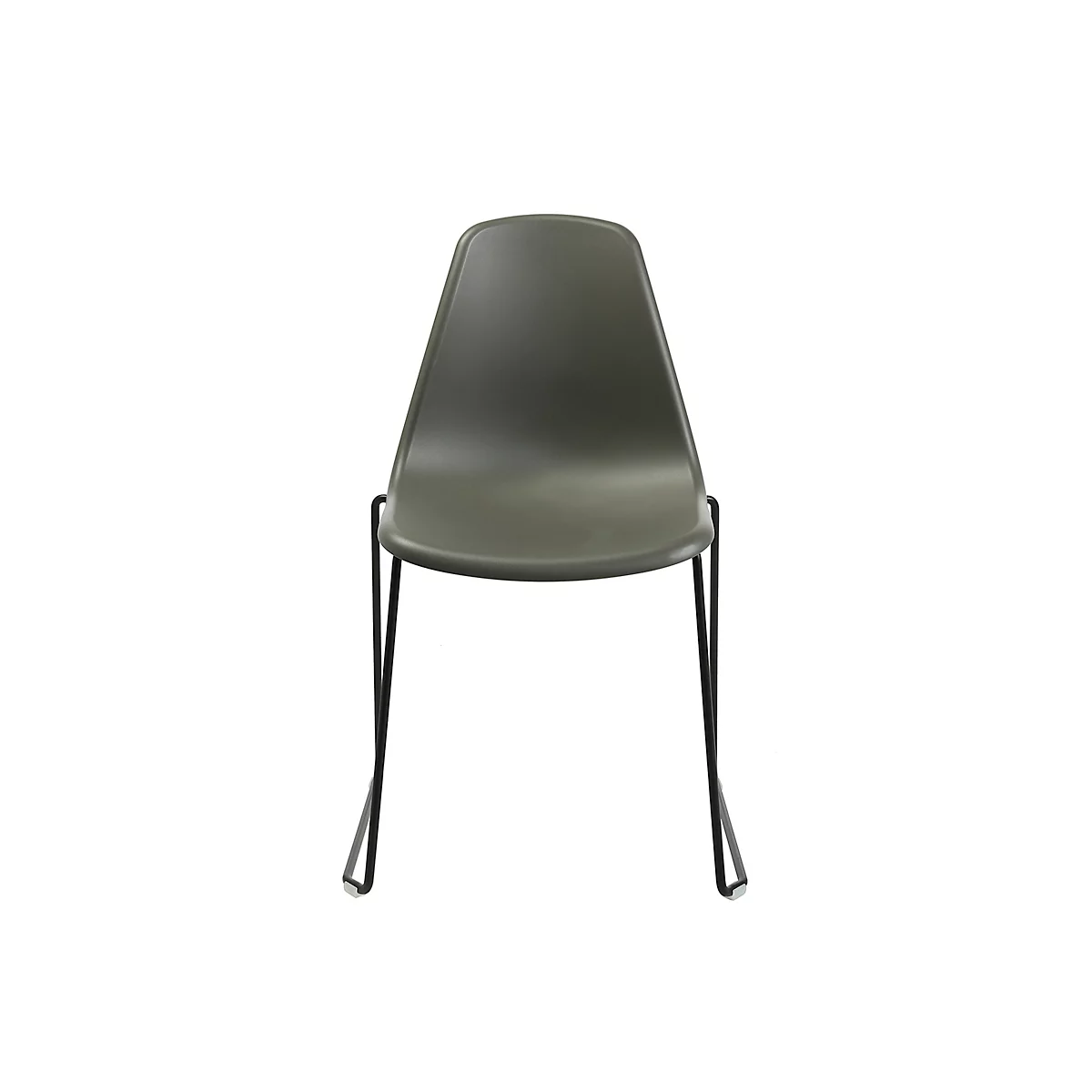 Schalenstuhl Topstar T2020, Kufengestell, ergonomische Sitzschale, stapelbar bis 4 Stück, Sitzhöhe 450 mm, 2er-Set, ohne Armlehnen, grau/schwarz