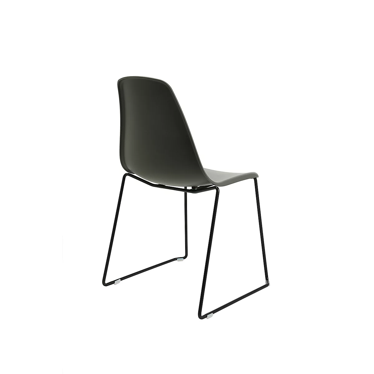 Schalenstuhl Topstar T2020, Kufengestell, ergonomische Sitzschale, stapelbar bis 4 Stück, Sitzhöhe 450 mm, 2er-Set, ohne Armlehnen, grau/schwarz