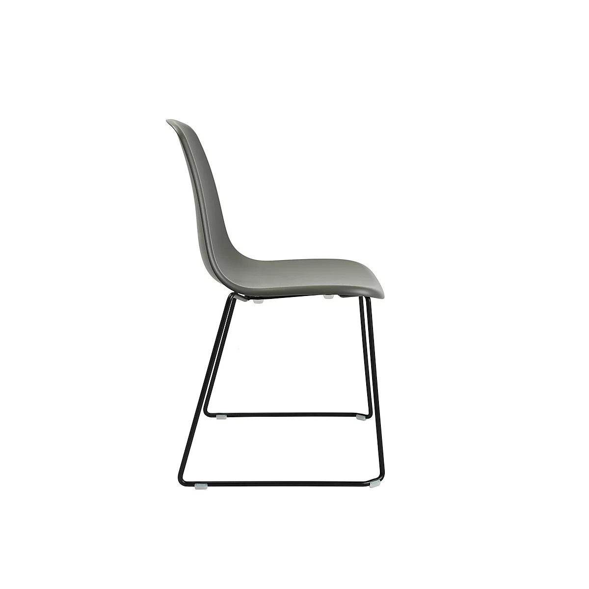 Schalenstuhl Topstar T2020, Kufengestell, ergonomische Sitzschale, stapelbar bis 4 Stück, Sitzhöhe 450 mm, 2er-Set, ohne Armlehnen, grau/schwarz